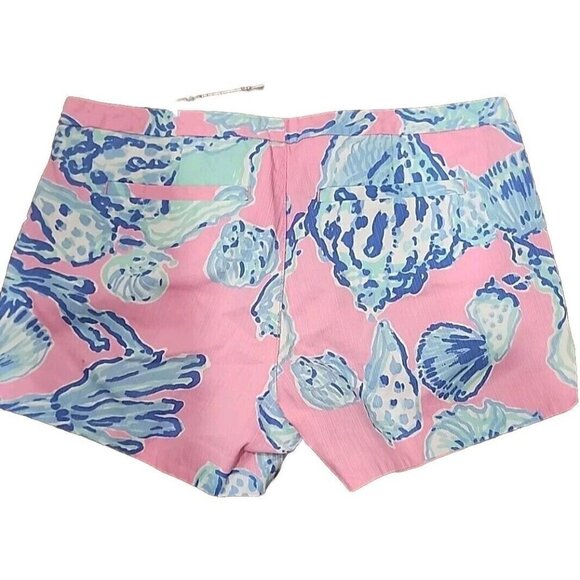 Lilly Pulitzer Adie Shorts in Pink & Blue Seashell Pattern Beach Women's 2 - Picture 4 of 8